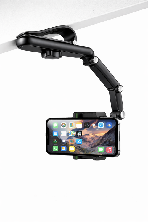 360 Rotating Phone Holder - Rotatable and Retractable w/ Sun Visor Attachment