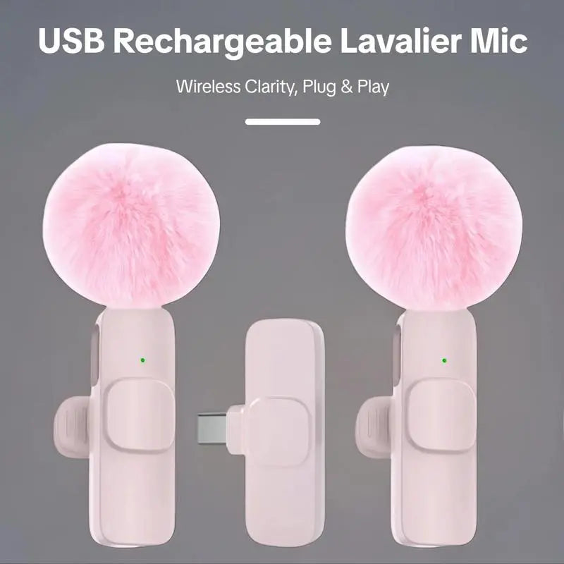 2 Pcs Wireless Mini Microphones for Iphone, Android, Ipad - Mini Wireless Clip-On Microphones Crystal Clear Sound Quality for Recording, Live Streaming,Vlog Microfono Minimic Usb C Interface Smartphone