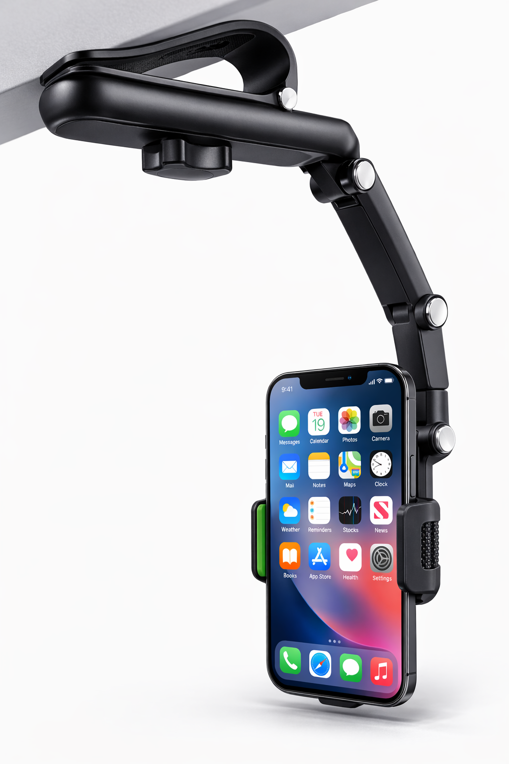 360 Rotating Phone Holder - Rotatable and Retractable w/ Sun Visor Attachment